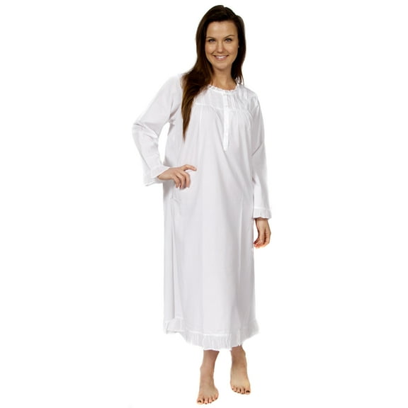 Leisureland Women's Long Sleeve Victorian Robe Nightgown