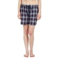 thumbnail image 1 of Leisureland Women's Navy Plaid Lounge Pajama Boxer Shorts, 1 of 3
