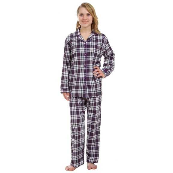 Leisureland Women's Purple Plaid Pajama Set