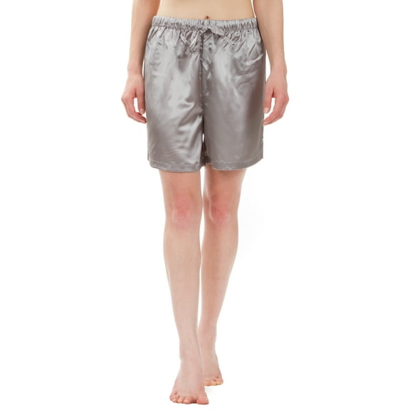 "Leisureland Women's Stretch Satin Pajama Boxer Shorts"
