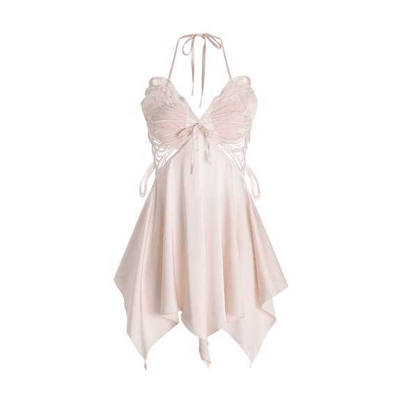 Leisurelife.Store Women's Hot Pink Lace Mesh Nightdress, Plus Size Butterfly embroidery Lingerie, 1-Pack