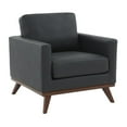 thumbnail image 1 of Leisuremod Chester Modern Faux Leather Armchair With Birchwood Base Contemporary Living Room Accent Armchair (Black), 1 of 7