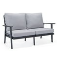thumbnail image 1 of LeisureMod Walbrooke Modern Outdoor Loveseat with Black Aluminum Frame and Removable Cushions for Patio and Backyard Garden, Light Grey, 1 of 11