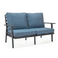 thumbnail image 1 of LeisureMod Walbrooke Modern Outdoor Loveseat with Black Aluminum Frame and Removable Cushions for Patio and Backyard Garden, Navy Blue, 1 of 11
