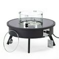 thumbnail image 1 of LeisureMod WBL-29-GL 20 x 29 x 29 in. Walbrooke Outdoor Patio Aluminum Round Fire Pit Side Table with Lid & Fire Glass, Black, 1 of 14