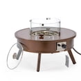 thumbnail image 1 of LeisureMod WBR-29-GL 20 x 29 x 29 in. Walbrooke Outdoor Patio Aluminum Round Fire Pit Side Table with Lid & Fire Glass, Brown, 1 of 14
