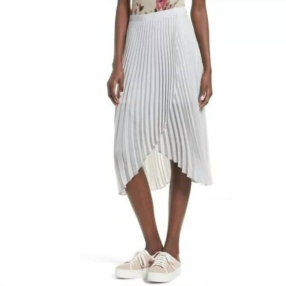 High Low Tulip Hem Pleated Flowy Midi Skirt