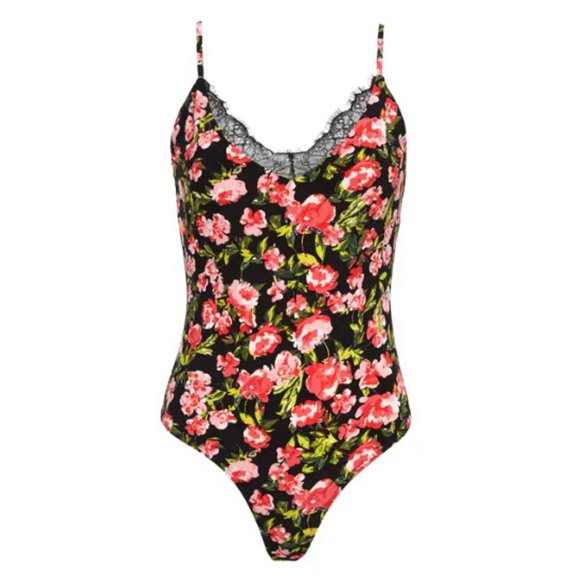 Leith Lace Trim Thong Bodysuit, SIze XS