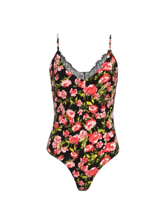 Lace Trim Thong Bodysuit, SIze XS