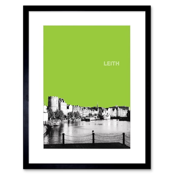 Leith Shore Edinburgh Scotland Scottish Landmark West View Green Artwork Framed Wall Art Print 9X7 Inch