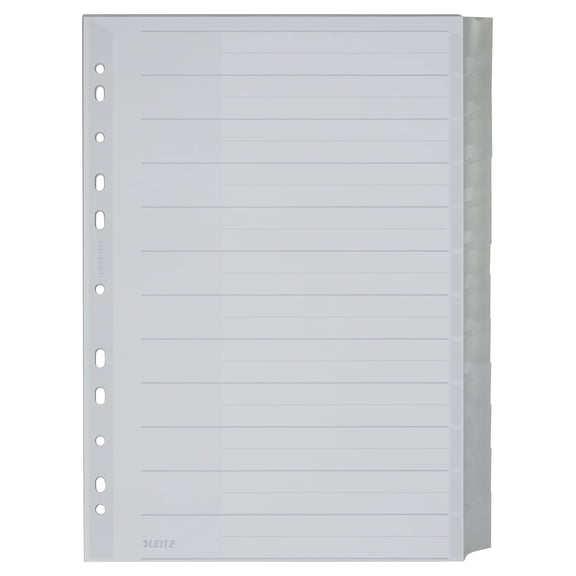 Leitz 12740000 Plastic Index Blank A4 Polypropylene 12 Sheets Grey