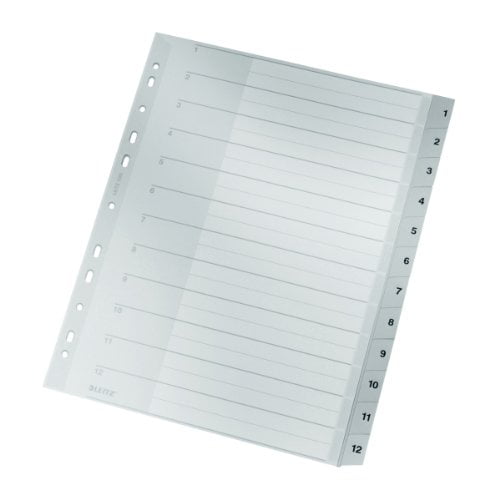 Leitz 12820000 Tab Index - Tab Indexes (Grey, Cardboard, Numeric, A4)