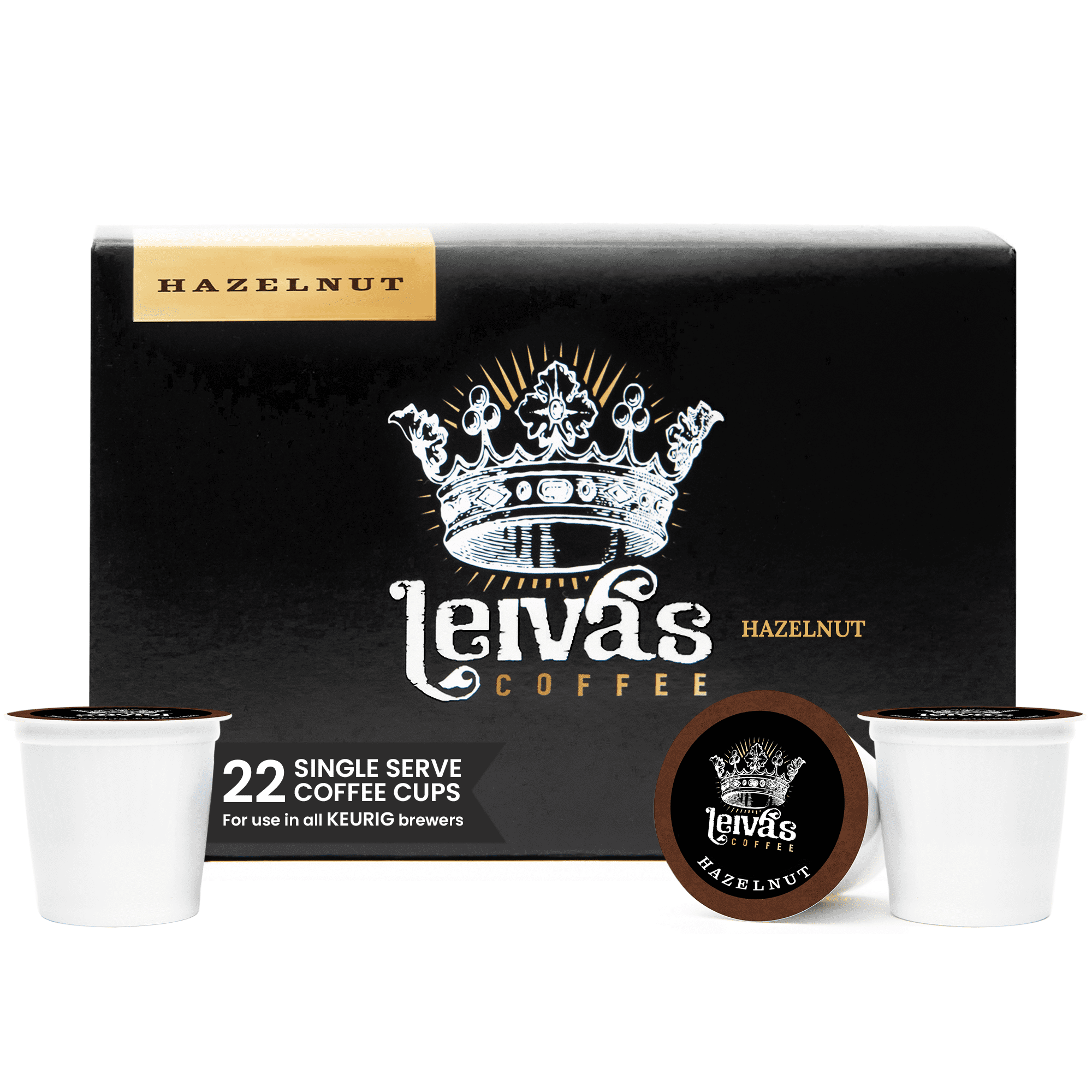 Leiva’s Guatemalan Single Serve Coffee Pods (22 Count) – Small Batch, Hazelnut Flavor Capsules - Rich, Bold & Balanced Flavor - Single Serve Pods for Keurig Coffee Machine - 0.35 Oz Cups
