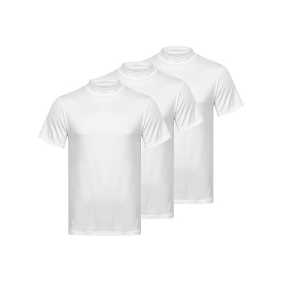 Lejafay 3Pcs Mens Mock Turtleneck Solid Color Pullover T-Shirt Short Sleeve Slim Fit Tops Undershirt White XL