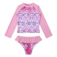 thumbnail image 1 of Lejafay Baby Toddler Girls Long Sleeve Swimsuit Floral Rash Guard Sun Protection Pink Serpentine 8, 1 of 8