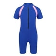 thumbnail image 1 of Lejafay Boys Girls One Piece Short Sleeve Rash Guard Swimsuit Sun Protection Wetsuit Zipper Bathing Suits Blue 8, 1 of 6