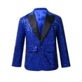 thumbnail image 1 of Lejafay Kids Boys Sequin Jacket Suit Tuxedo Blazer Prom Wedding Dinner Party Disco Costume Blue 12, 1 of 7