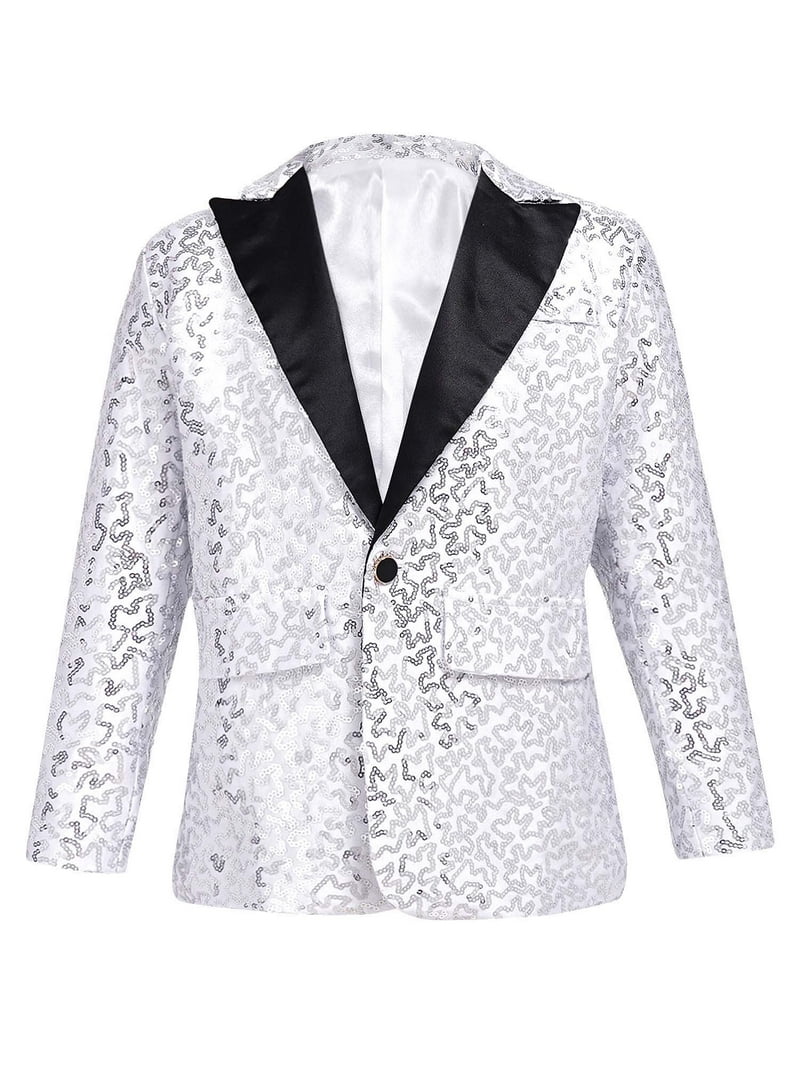 Lejafay Kids Boys Sequin Jacket Suit Tuxedo Blazer Prom Wedding