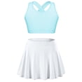 thumbnail image 1 of Lejafay Kids Girls 2Pcs Tracksuit Tennis Golf Running Outfits Athletic Sports Bra Tank Tops with Light Blue&White 14, 1 of 6