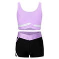thumbnail image 1 of Lejafay Kids Girls Athletic Tracksuit 2 Piece Outfits Dance Tank Tops Sport Bra and Yoga Shorts Light Purple 14, 1 of 7