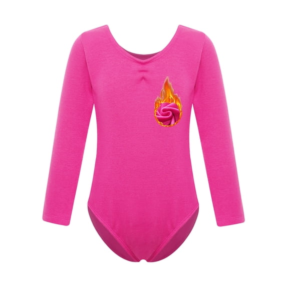 Lejafay Kids Girls Ballet Dance Leotard Fleece-Lined Bodysuit Jumpsuit Gymnastic Yoga Workout Sports Hot Pink 170