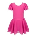 thumbnail image 1 of Lejafay Kids Girls Flutter Sleeve Leotard Ballet Dance Tutu Dress Costumes Rose M, 1 of 7