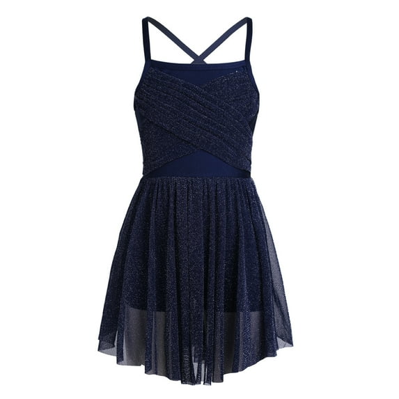 Lejafay Kids Girls Lyrical Ballet Dance Dress Camisole Gymnastics Leotards Navy Blue 12
