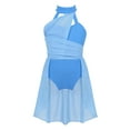 thumbnail image 1 of Lejafay Kids Girls Lyrical Ballet Dance Dress Sleeveless Halter Neck Gymnastic Leotard Light Blue 6, 1 of 7