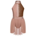 thumbnail image 1 of Lejafay Kids Girls Lyrical Dance Dress Shiny Rhinestone Sleeveless Modren Contemporary Ballet Dance Coffee 10, 1 of 6