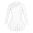 thumbnail image 1 of Lejafay Kids Girls Mesh Long Sleeve Ballet Dance Dress Mock Neck Skator Gymnastic Skirted Leotard White 10, 1 of 6