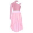 thumbnail image 1 of Lejafay Kids Girls Modern Lyrical Dance Dress Sparkly Rhinestone Crop Top with High Low Sheer Mesh Skirt Pink 14, 1 of 7