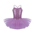 thumbnail image 1 of Lejafay Kids Girls Sequined Ballet Tutu Dress Gymnastics Leotard Dress Purple XL, 1 of 7