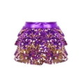 thumbnail image 1 of Lejafay Kids Girls Sequins Tiered Ruffle Skirted Shorts Latin Jazz Salsa Samba Ballet Dance Culottes Purple 6, 1 of 5