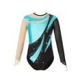 thumbnail image 1 of Lejafay Kids Girls Shiny Diamond Mesh Long Sleeve Gymnastics Leotard Ballet Dance Bodysuit Skating Turquoise 10, 1 of 7