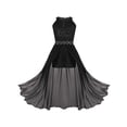 thumbnail image 1 of Lejafay Kids Girls Sleeveless Floral Lace Pleated Maxi Romper Dress Wedding Party Prom Gowns Black 8, 1 of 7