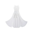 thumbnail image 1 of Lejafay Kids Girls Sleeveless Floral Lace Pleated Maxi Romper Dress Wedding Party Prom Gowns White 8, 1 of 7