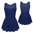 thumbnail image 1 of Lejafay Kids Girls Sleeveless Rhinestone Ice Figure Roller Skating Skirts Ballet Dance Gymnastics Navy Blue 10, 1 of 8