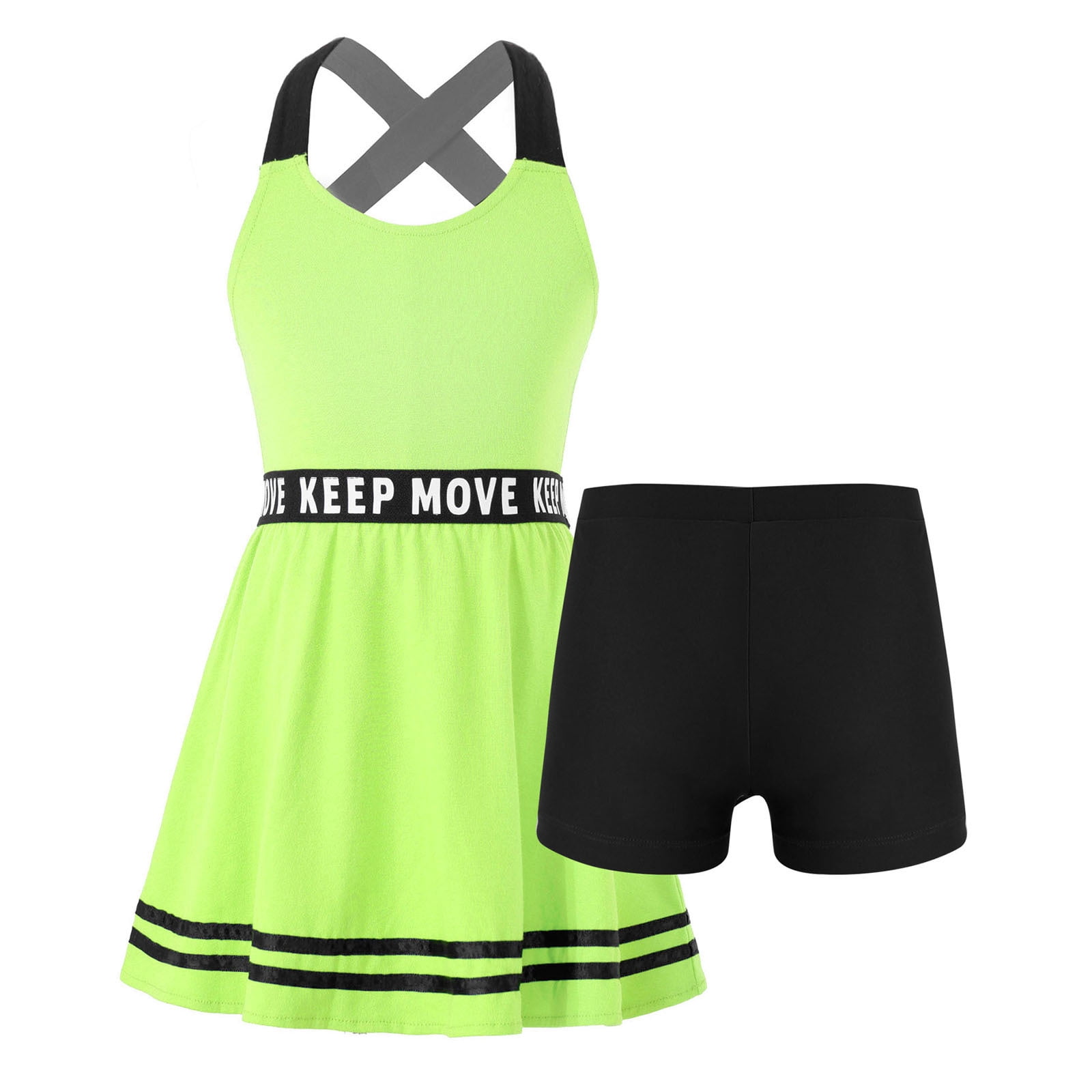 2 Piece Girls Golf Dog Tennis Dress & Bike Shorts