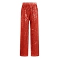 thumbnail image 1 of Lejafay Kids Girls Sparkly Sequins Dance Pants Elastic Waist Bottoms Trousers Hip Hop Jazz Disco Dancewear Red 6, 1 of 7