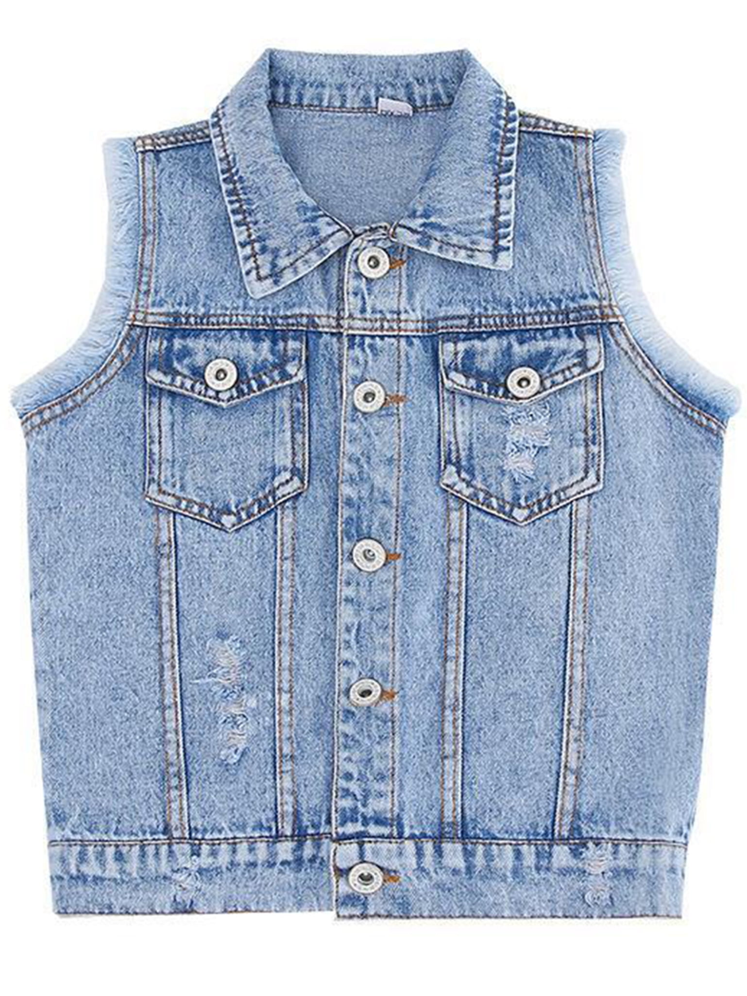 Girls jean jacket vest 2025