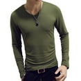 thumbnail image 1 of Lejafay Men Slim Fit Long Sleeve V-Neck T-Shirt Casual Athletic Muscle T Shirts Breathable Army Green XL, 1 of 3