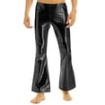 thumbnail image 1 of Lejafay Men's Shiny Metallic 70's Disco Dude Pants Flared Bell Bottom Trousers Black XXL, 1 of 7