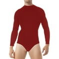 thumbnail image 1 of Lejafay Mens Mock Neck Long Sleeve Bodysuit Button Crotch Undershirt Leotard Jumpsuit Rompers Red L, 1 of 6