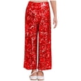 thumbnail image 1 of Lejafay Sequin Casual Pants for Girls Kids Elastic Waist Sparkling Trousers Red 14, 1 of 7