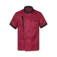thumbnail image 1 of Lejafay Unisex Chef Coat Short Sleeve Chef Jacket Restaurant Kitchen Uniform Red M, 1 of 7