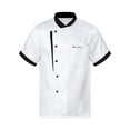 thumbnail image 1 of Lejafay Unisex Chef Coat Short Sleeve Chef Jacket Restaurant Kitchen Uniform White 4XL, 1 of 7