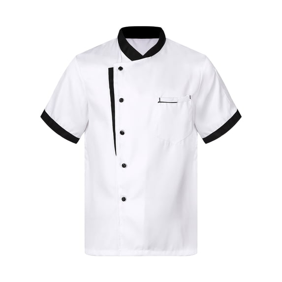 Lejafay Unisex Chef Coat Short Sleeve Chef Jacket Restaurant Kitchen Uniform White 4XL