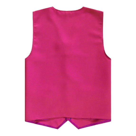 Lejafay Unisex Kids Volunteer Activity Vest Button Up Waistcoat Boys Girls Waiter Bartender Uniform Hot Pink L
