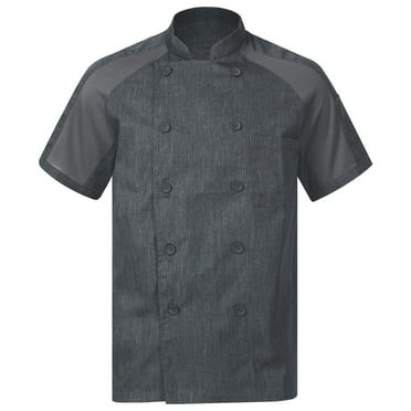 Lejafay Unisex Men Women Professional Chef Coat Short Sleeve Chef Jacket Hotel Restaurant Chef Works Dark Gray Type A 3XL