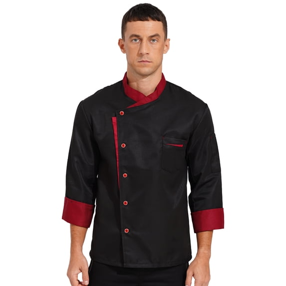 Lejafay Unisex Men's Chef Jacket Coat Restaurant Kitchen Hotel Home Chef Uniform Black XXL